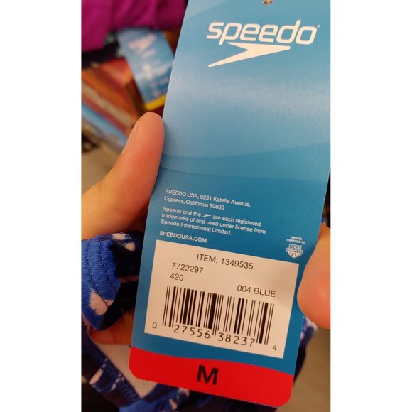 SPEEDO Women One Piece Halter Tie Swimsuit  Hyper--Blue Black - Picture 7 of 7